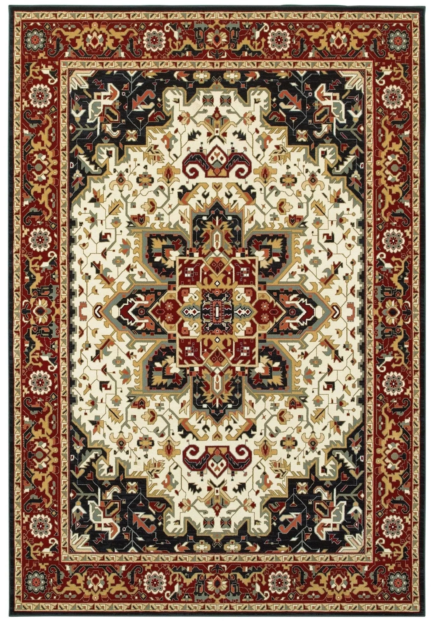 Kashan 96W Red/ Ivory Rug - Baconco