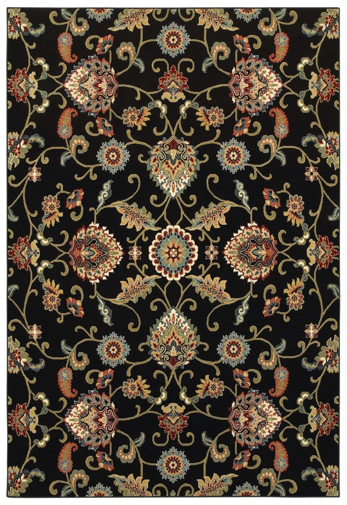 Kashan 9946K Black/ Multi Rug - Baconco