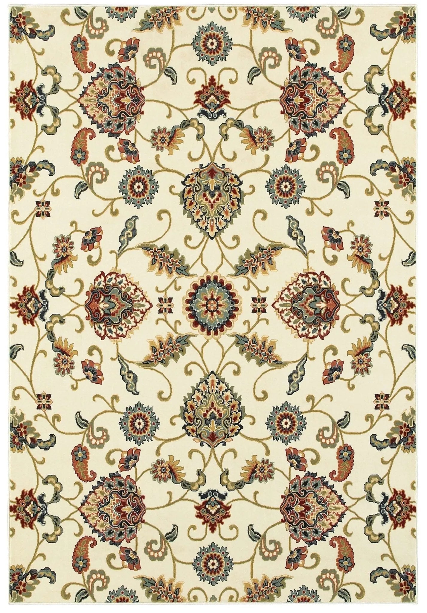 Kashan 9946W Ivory/ Multi Rug - Baconco