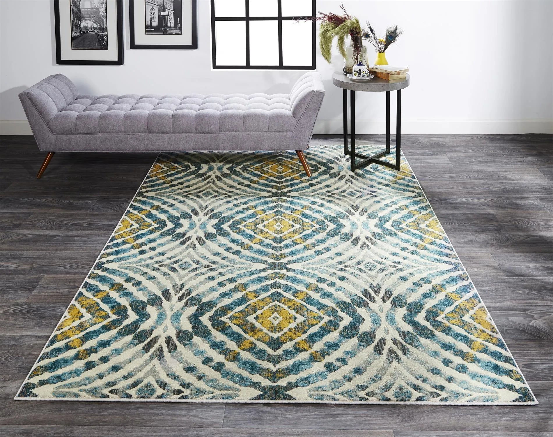 Keats 3469F Blue/Yellow Rug - Baconco