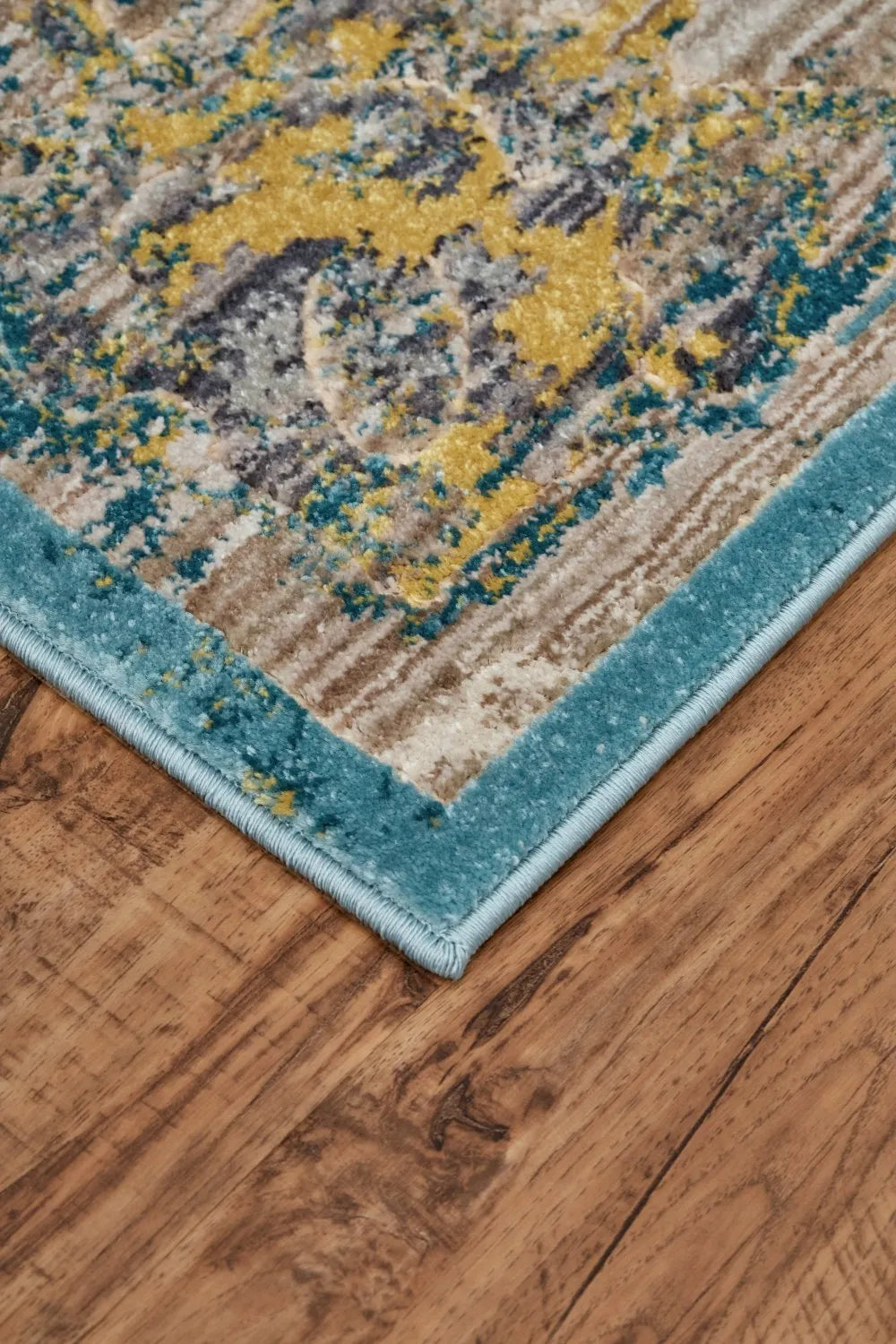 Keats 3471F Teal/Yellow Rug - Baconco