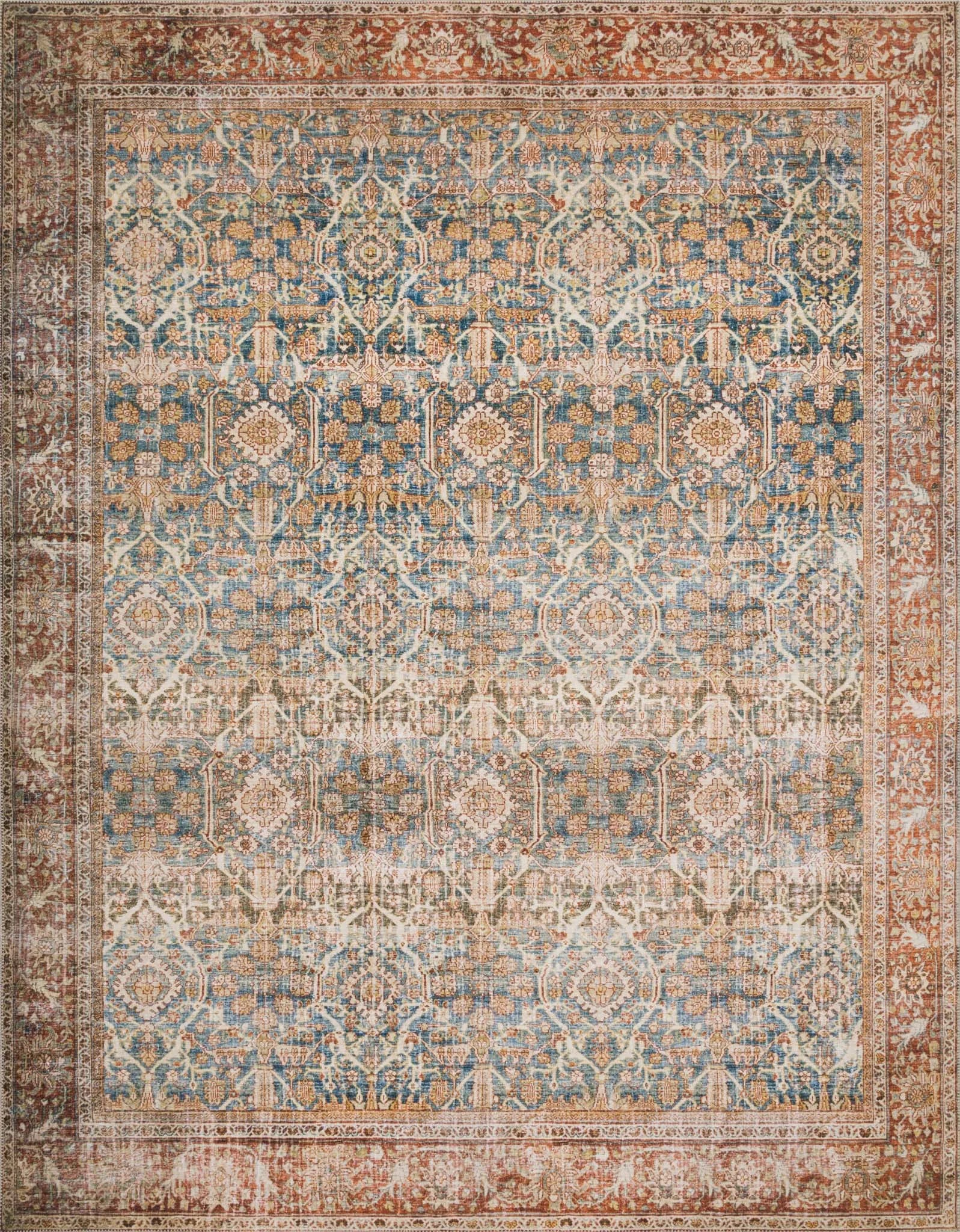 Layla LAY-04 Ocean/Rust Rug - Baconco