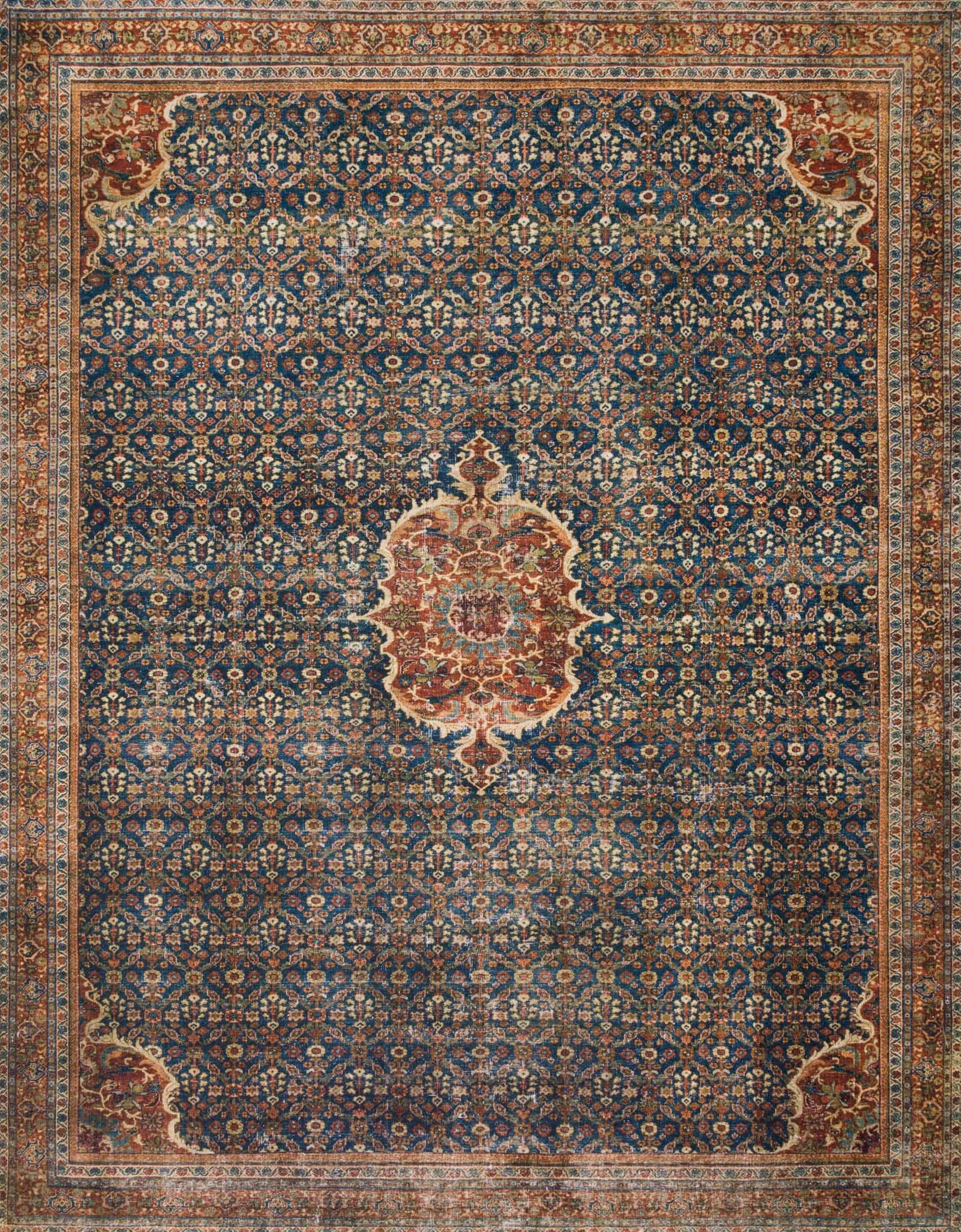 Layla LAY-09 Cobalt Blue/Spice Rug - Baconco