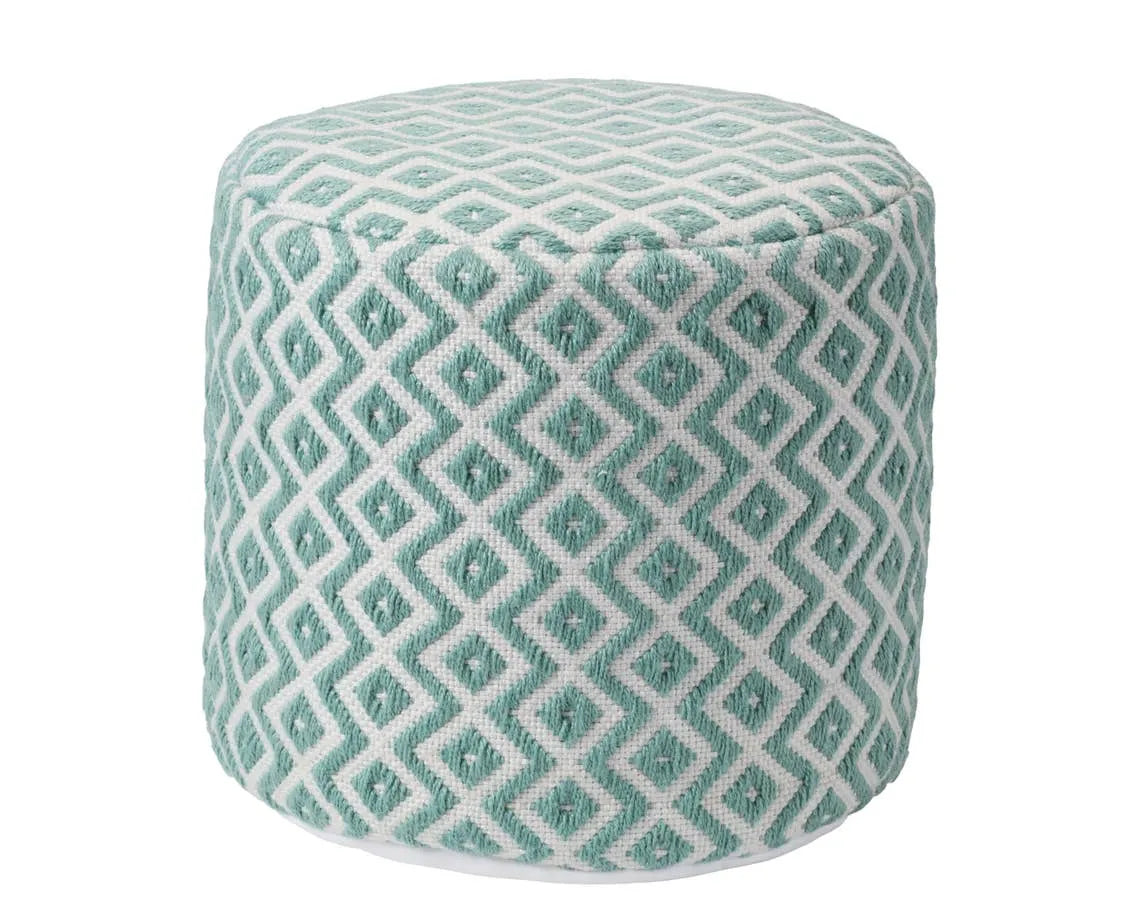 Lenon LNN02 Teal/Ivory Pouf - Baconco