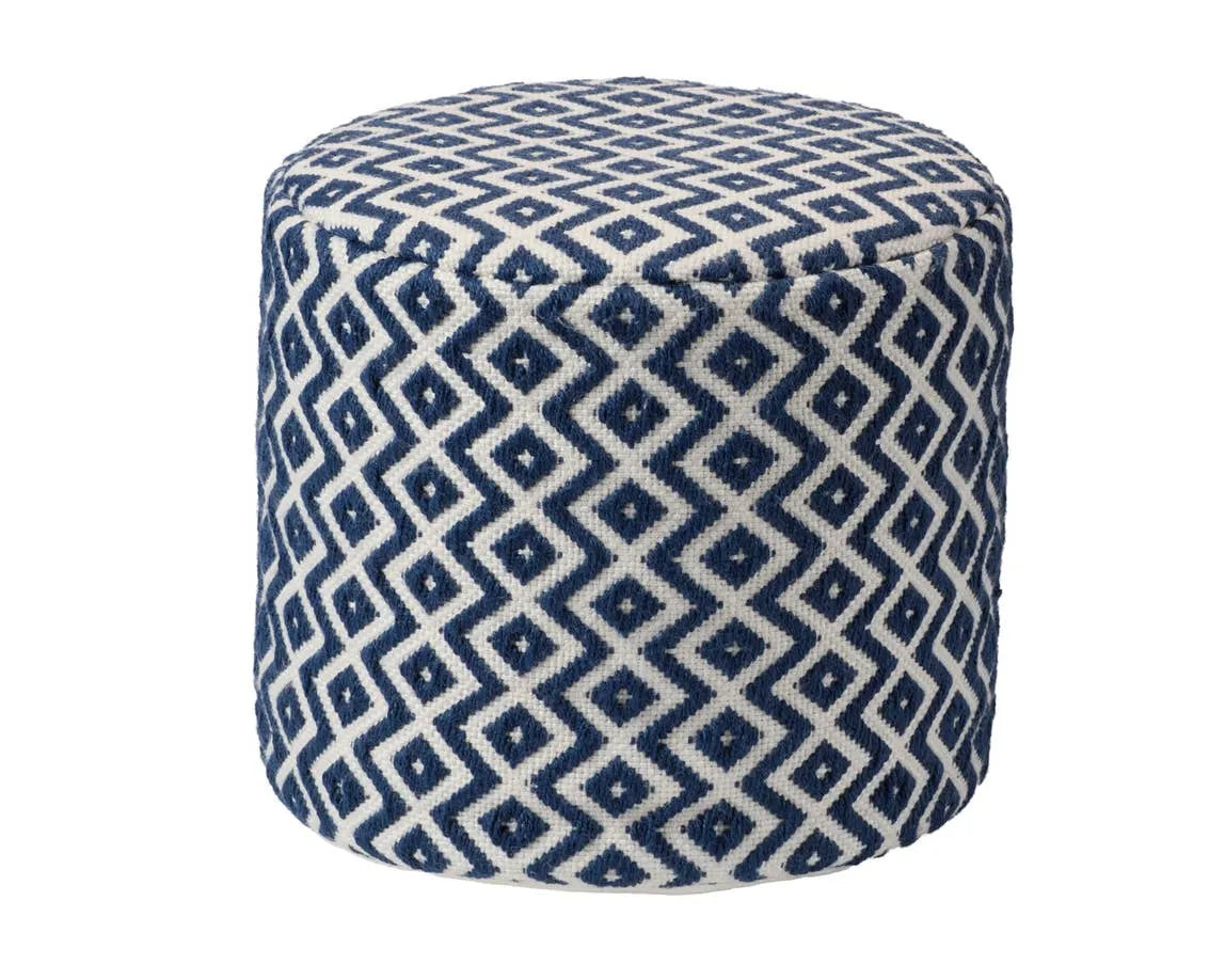 Lenon LNN03 Navy/Ivory Pouf - Baconco