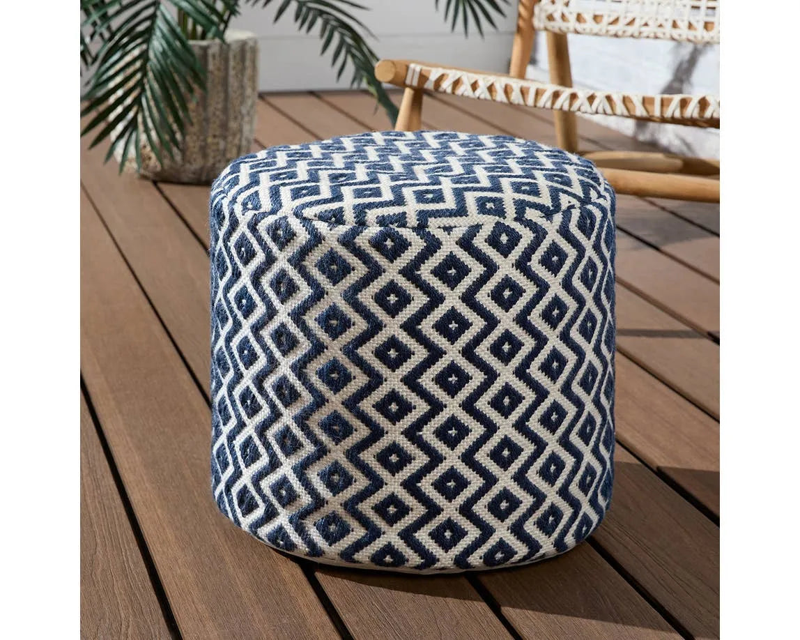 Lenon LNN03 Navy/Ivory Pouf - Baconco