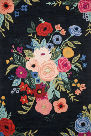 Les Fleurs by Rifle Paper Co LES-03 Black/Multi Rug - Baconco