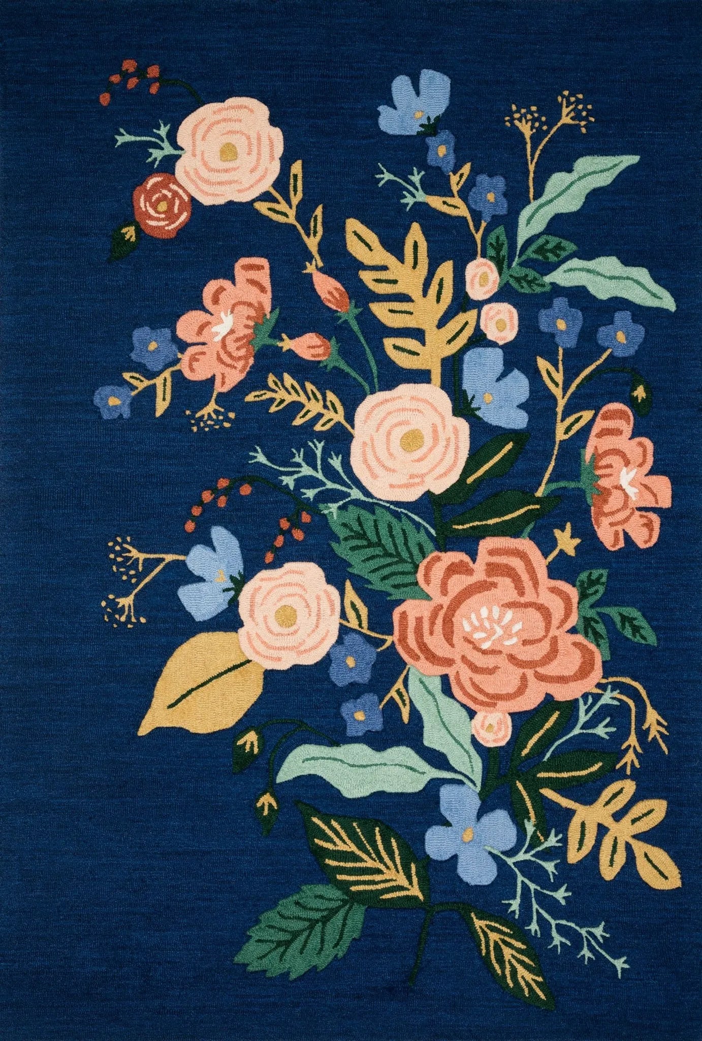 Les Fleurs by Rifle Paper Co LES-04 Indigo/Multi Rug - Baconco