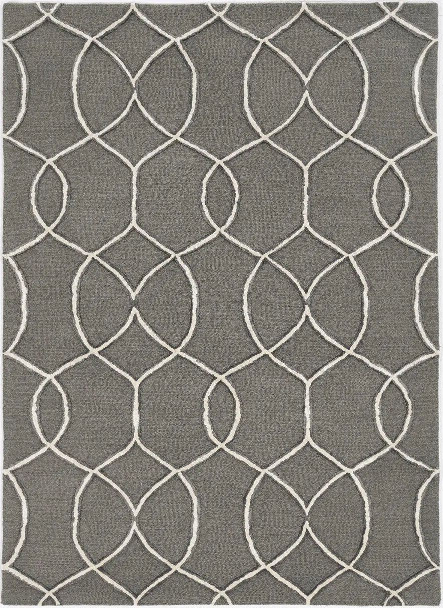 Libby Langdon Upton 4303 Groovy Gate Charcoal/Snow Rug - Baconco