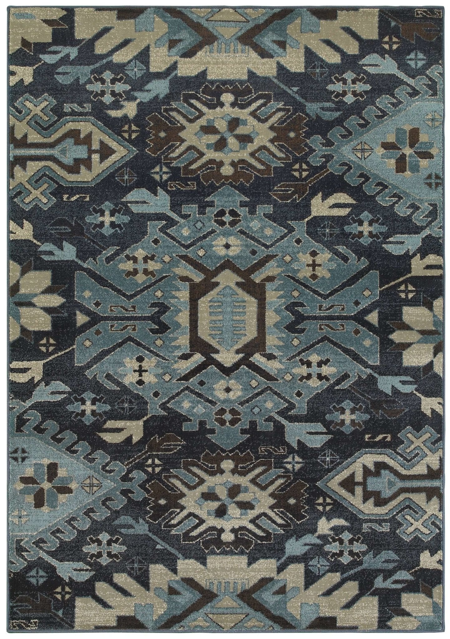 Linden 4302A Navy/ Blue Rug - Baconco