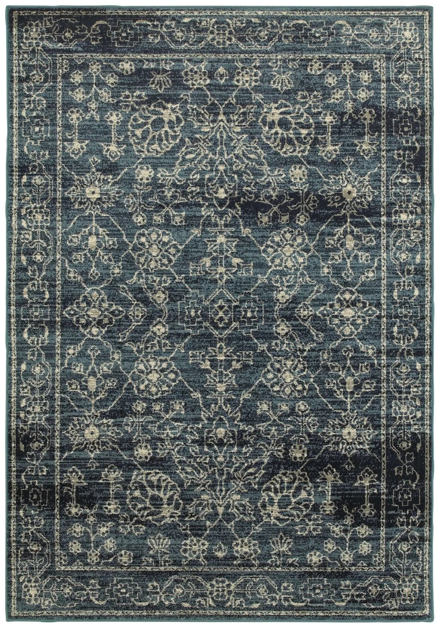 Linden 7804D Navy/ Beige Rug - Baconco