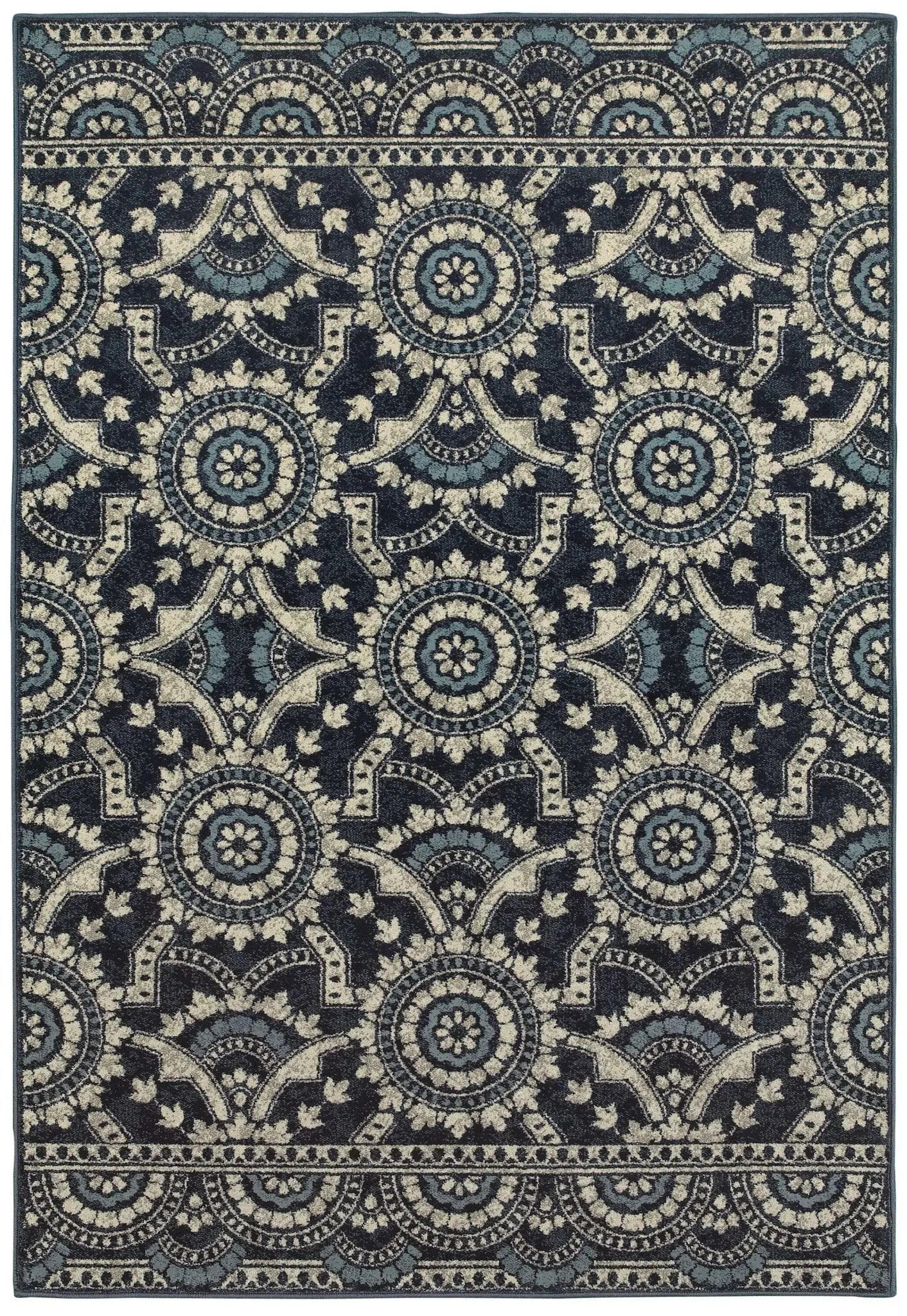 Linden 7842A Navy/ Grey Rug - Baconco