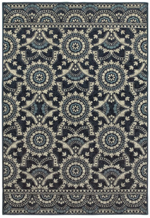 Linden 7842A Navy/ Grey Rug - Baconco