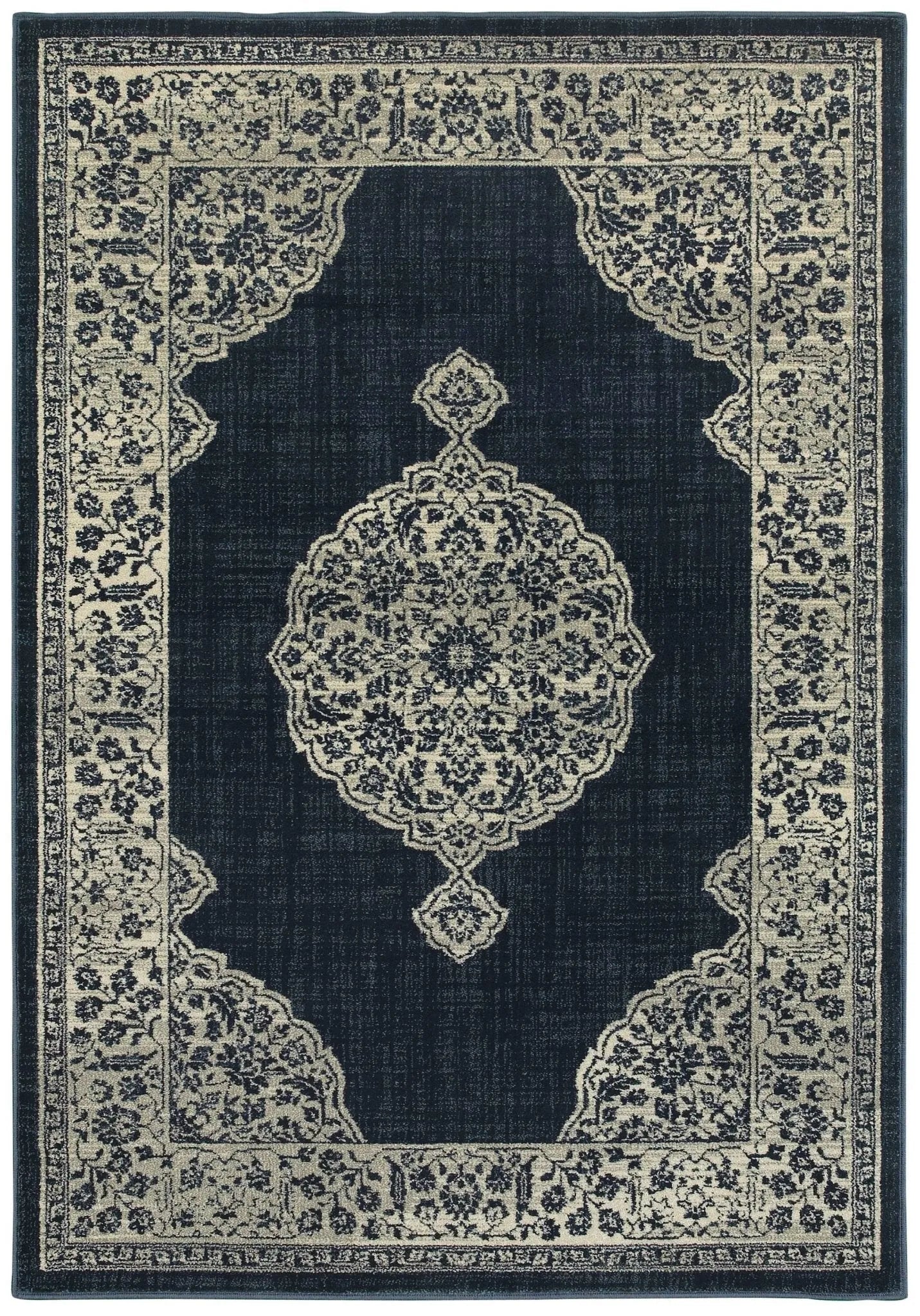 Linden 7937A Navy/ Grey Rug - Baconco