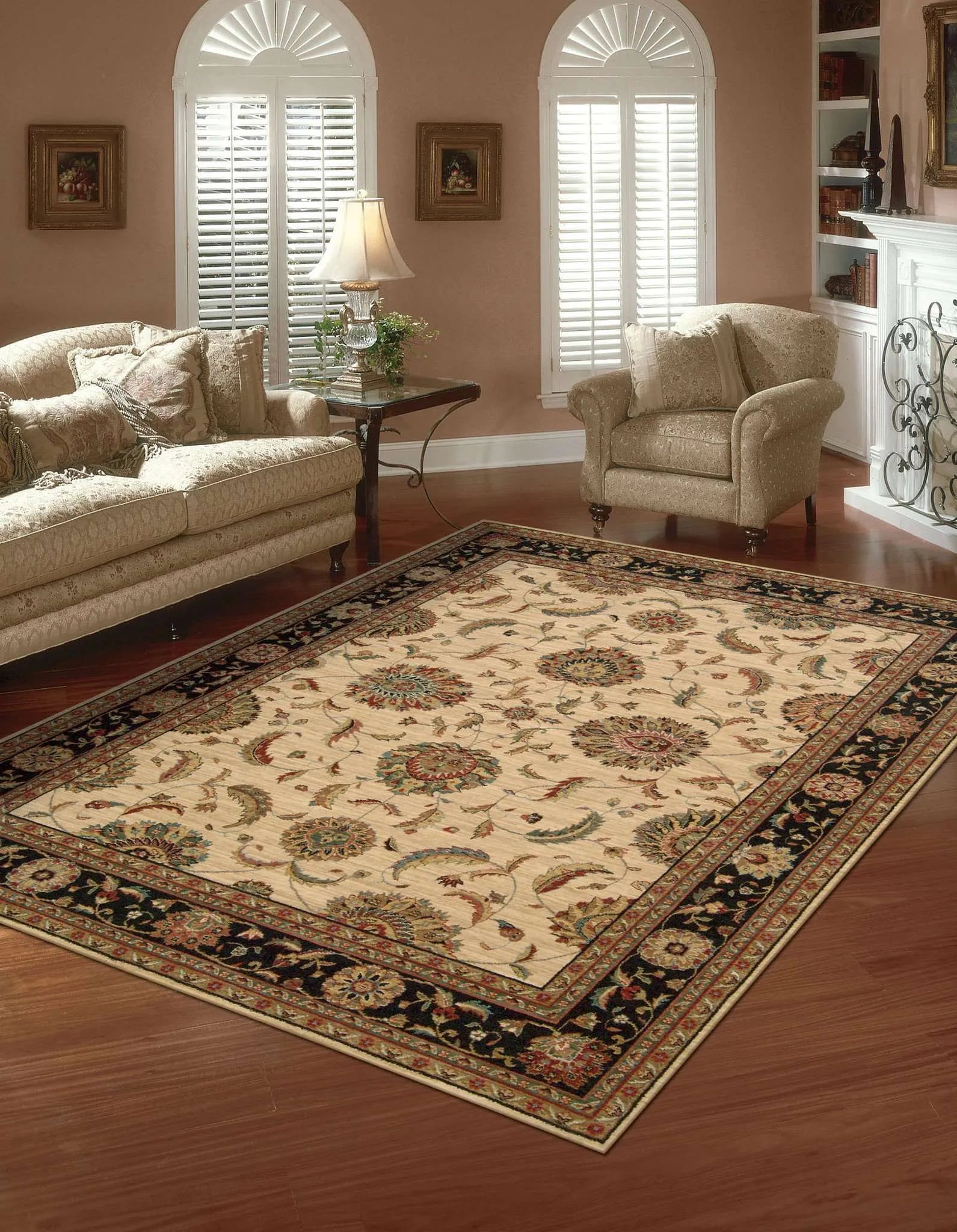 Living Treasures LI04 Ivory/Black Rug - Baconco