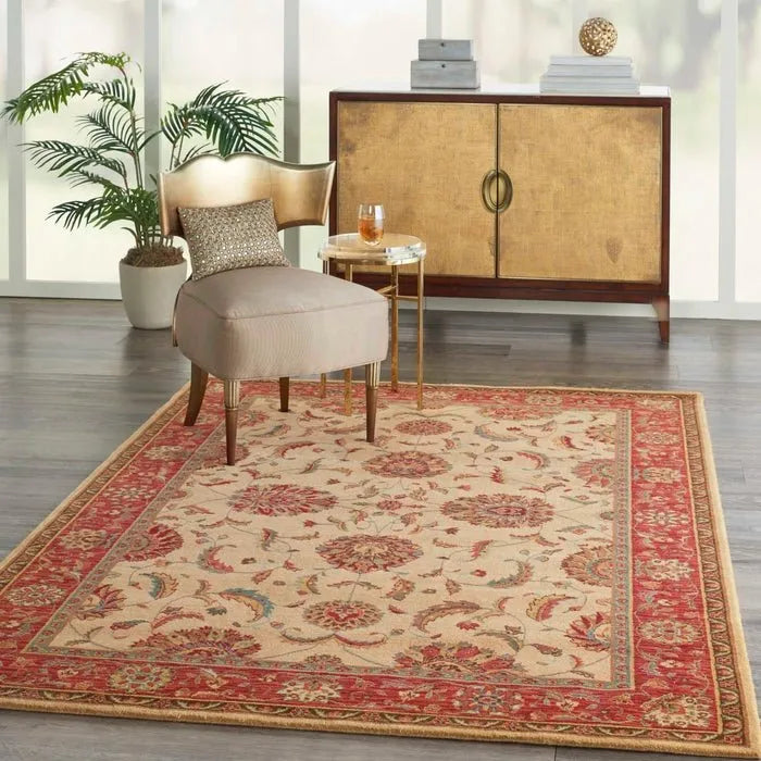 Living Treasures LI04 Ivory/Red Rug - Baconco