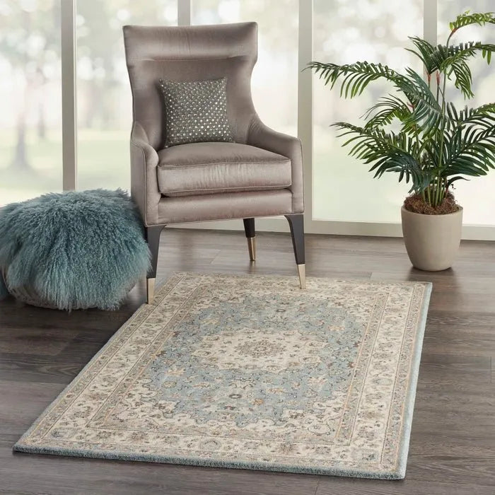 Living Treasures LI15 Aqua/Ivory Rug - Baconco