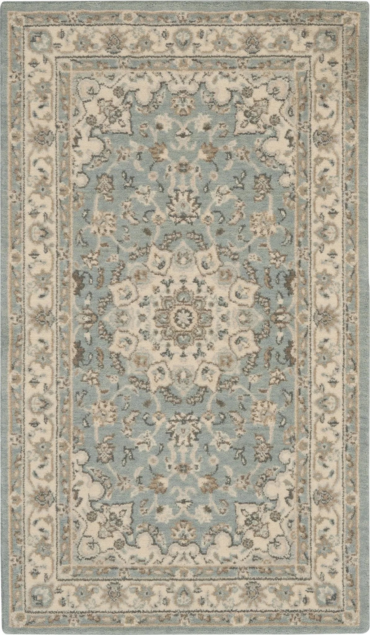 Living Treasures LI15 Aqua/Ivory Rug - Baconco