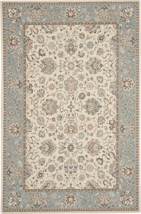 Living Treasures LI16 Ivory/Aqua Rug - Baconco