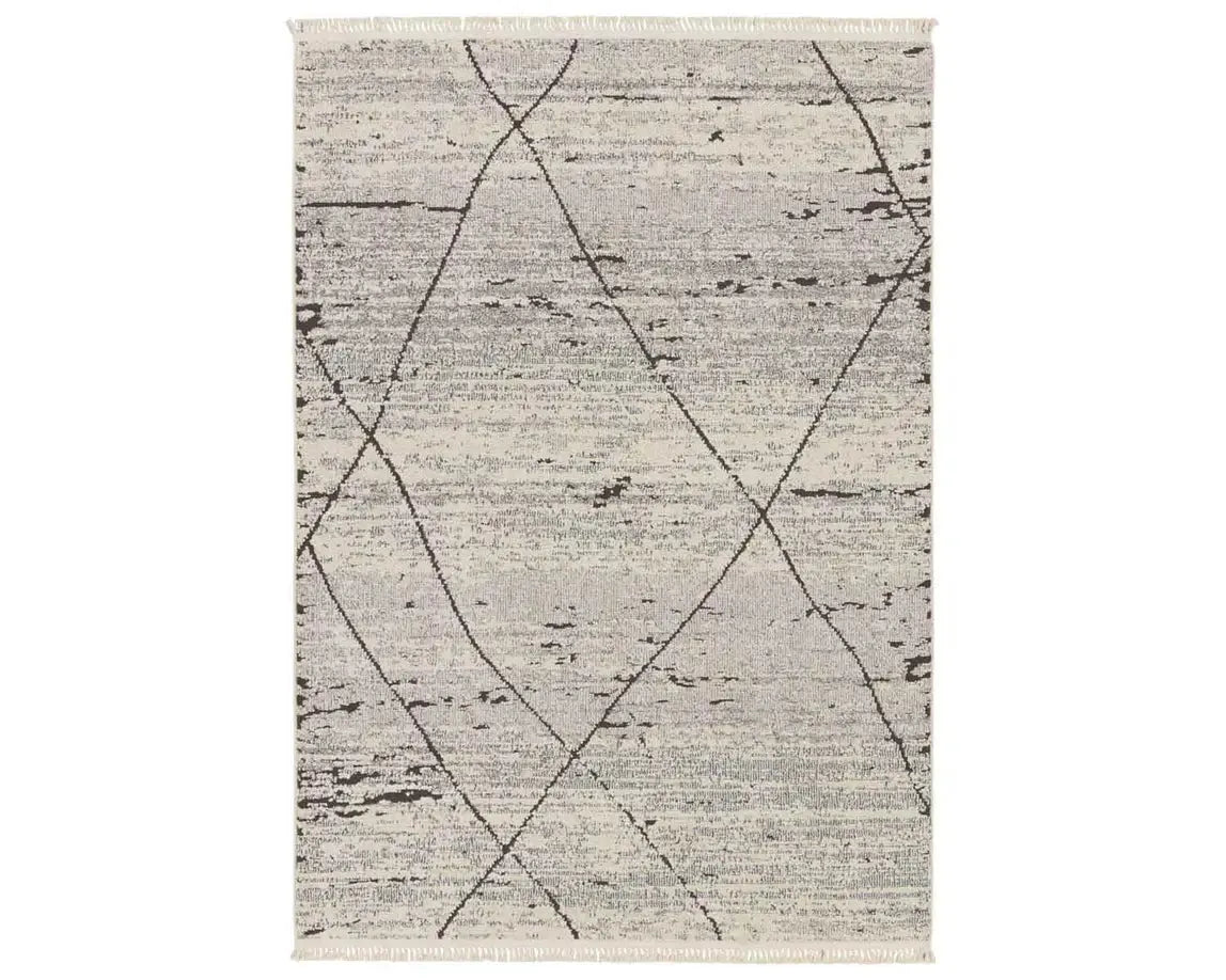 Lore LRE01 Grey/Cream Rug - Baconco