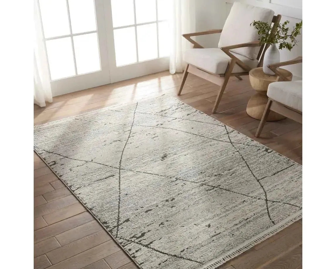 Lore LRE01 Grey/Cream Rug - Baconco