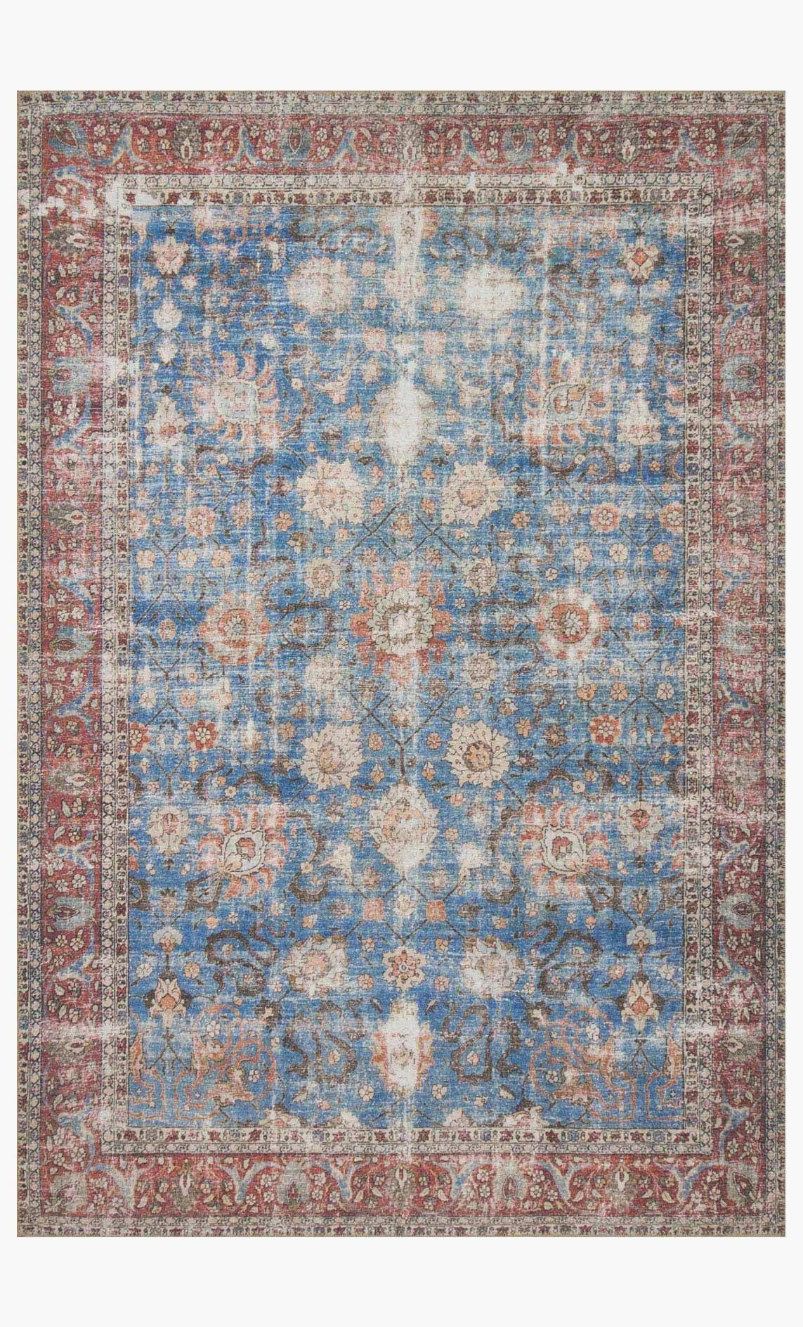 Loren LQ 01 Blue / Brick Rug - Baconco