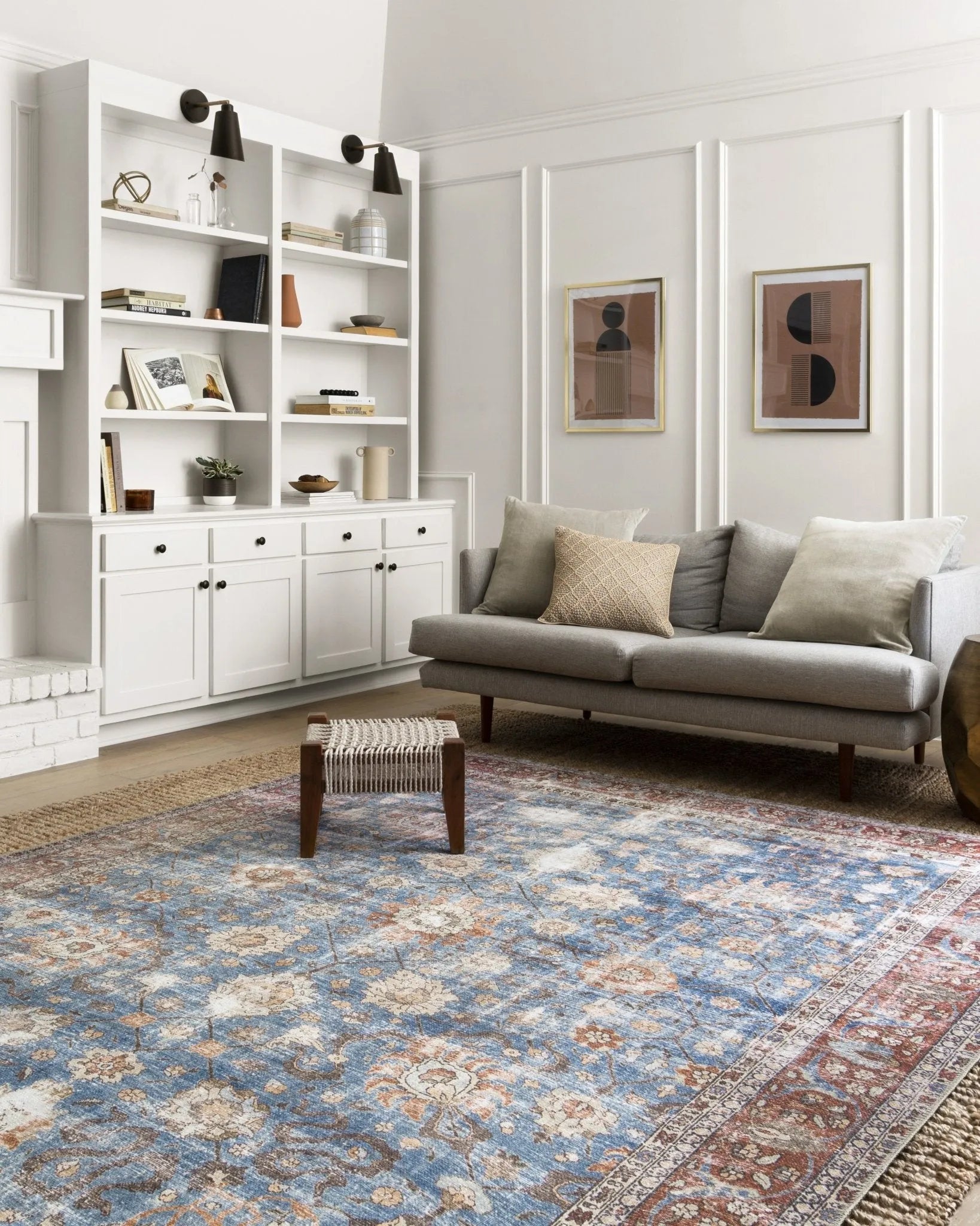 Loren LQ 01 Blue / Brick Rug - Baconco