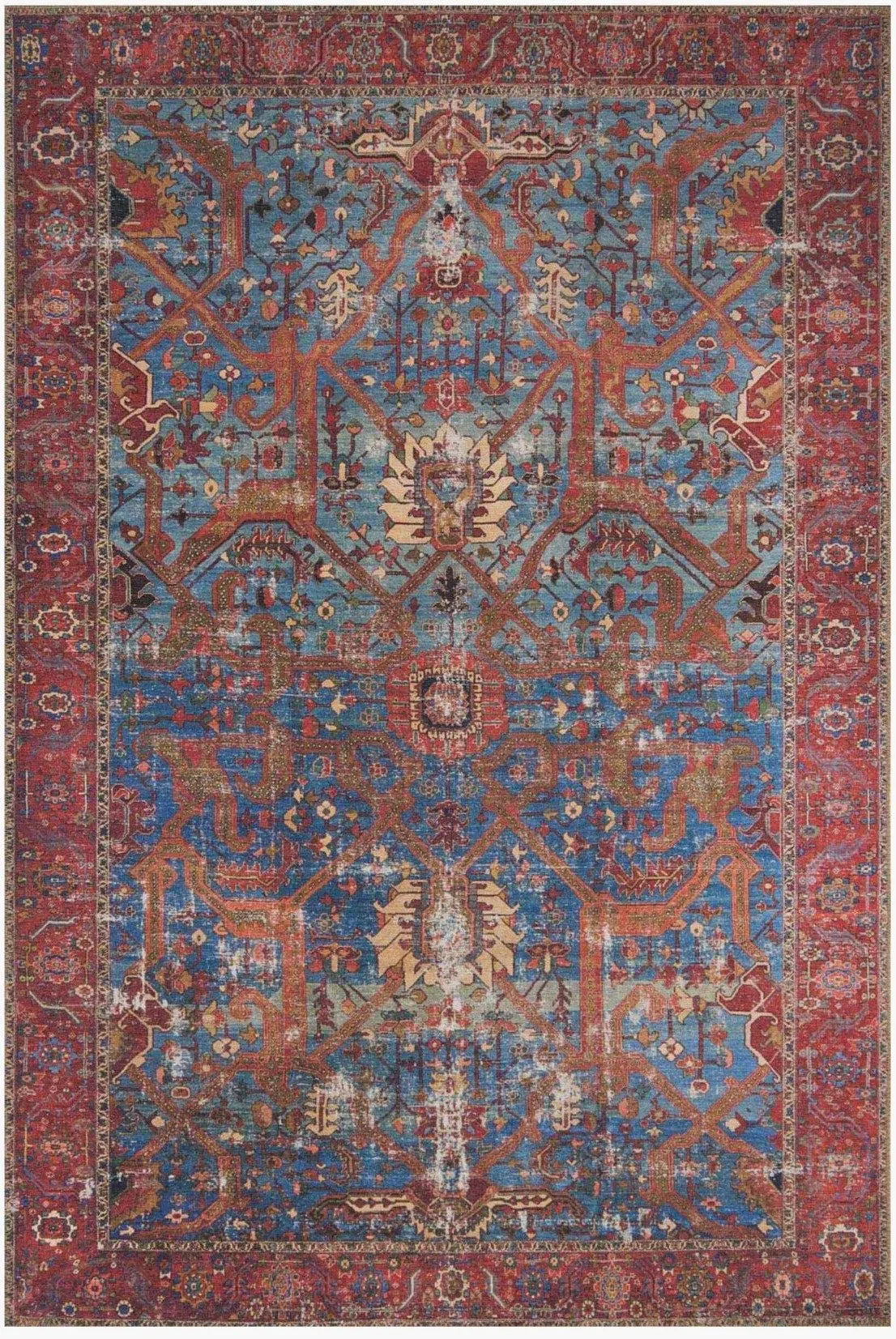 Loren LQ 10 Blue / Red Rug - Baconco