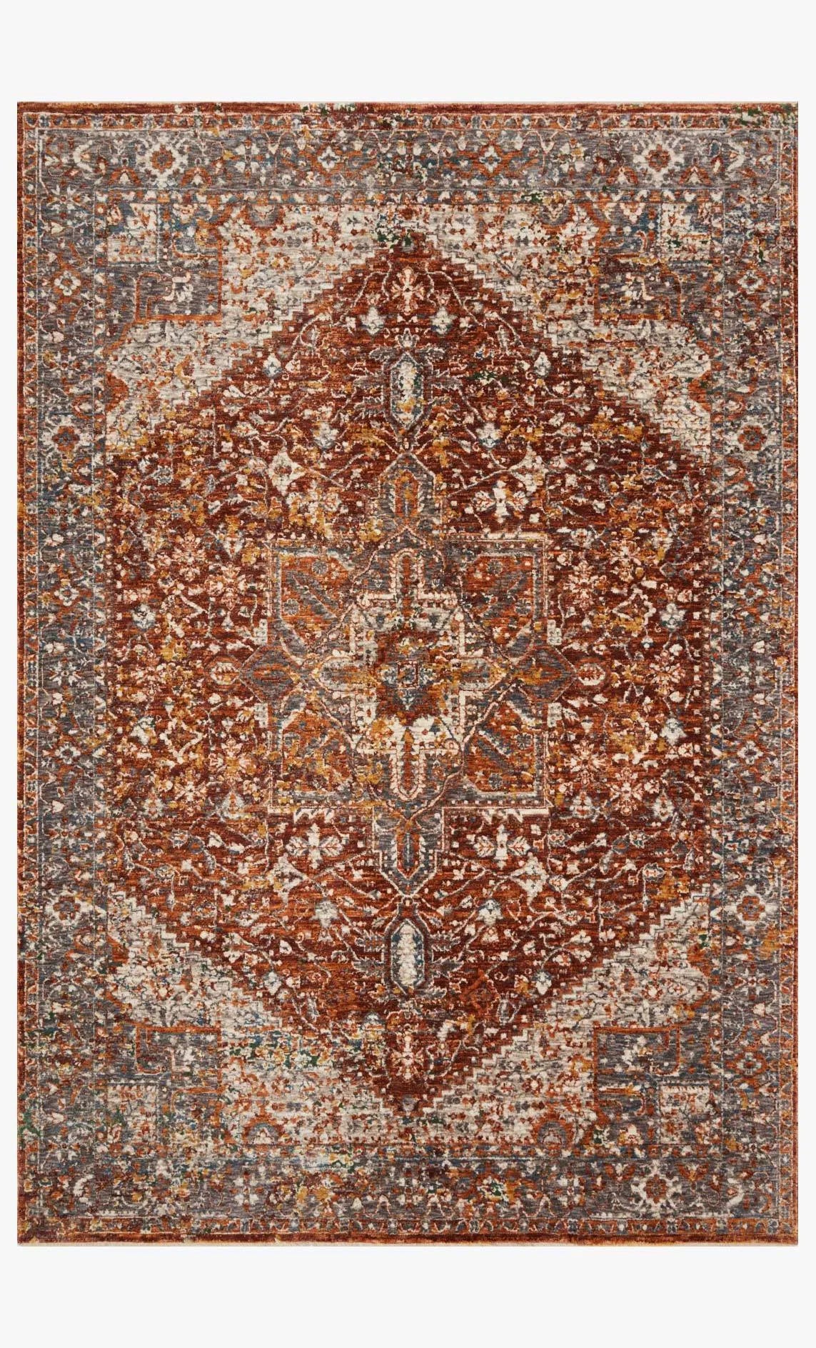 Lourdes Lou-02 Rust/Multi Rug - Baconco