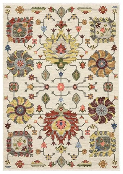 Lucca 8111W Abstract White Rug - Baconco