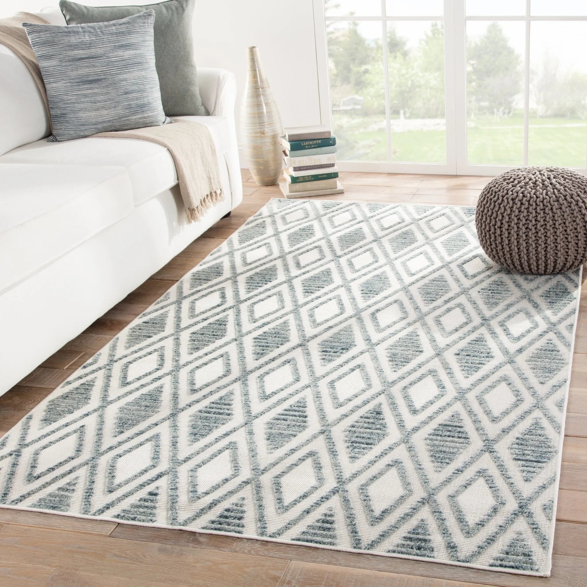 Lumen LUM02 Meira Blue/White Rug - Baconco