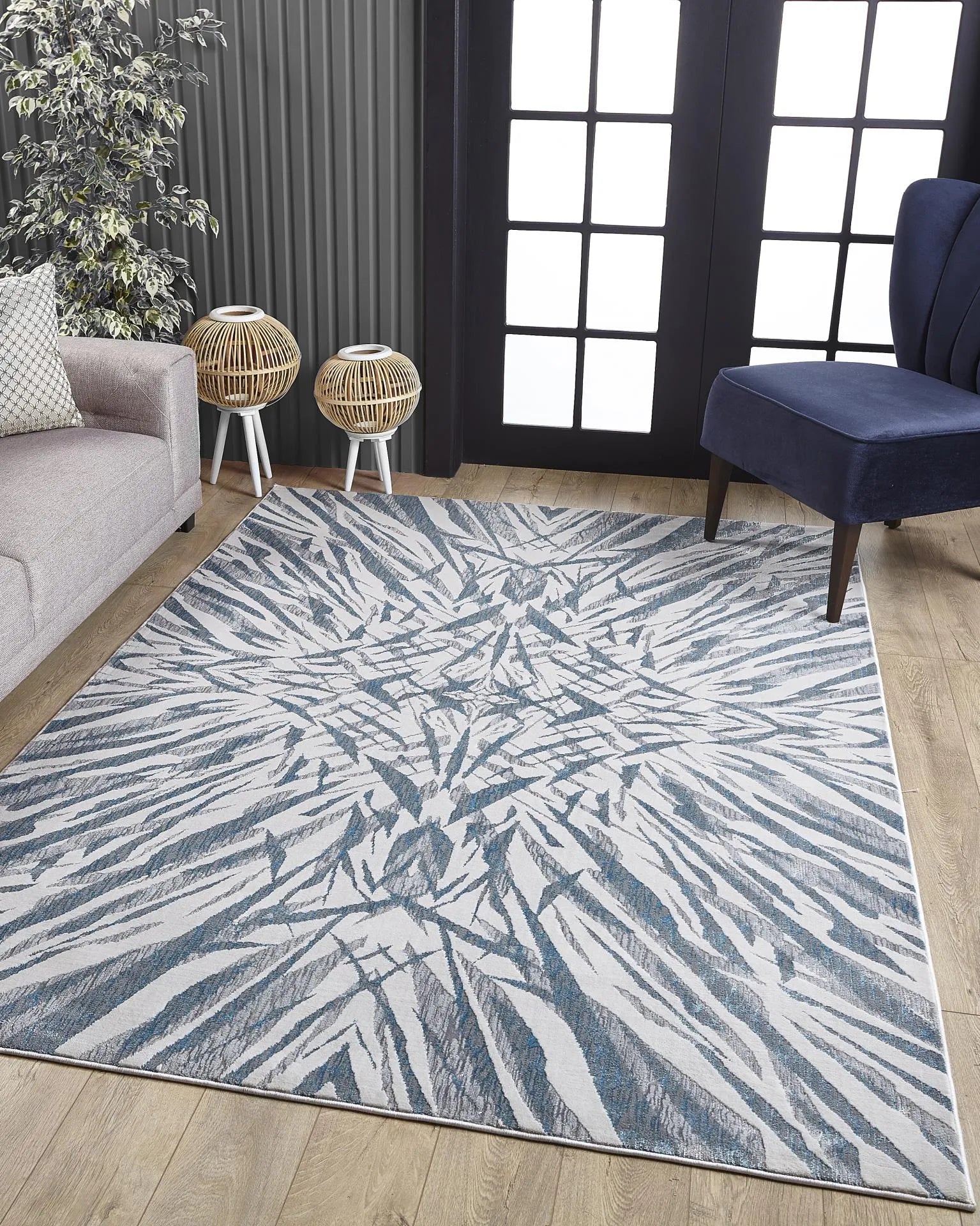 Luna 7144 Ivory/Blue Illusions Rug - Baconco