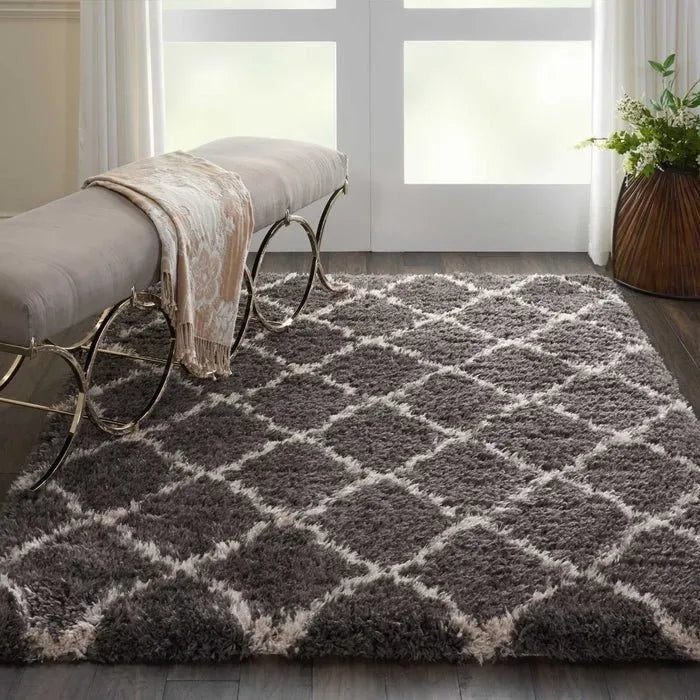 Luxe Shag LXS02 Charcoal/Beige Rug - Baconco