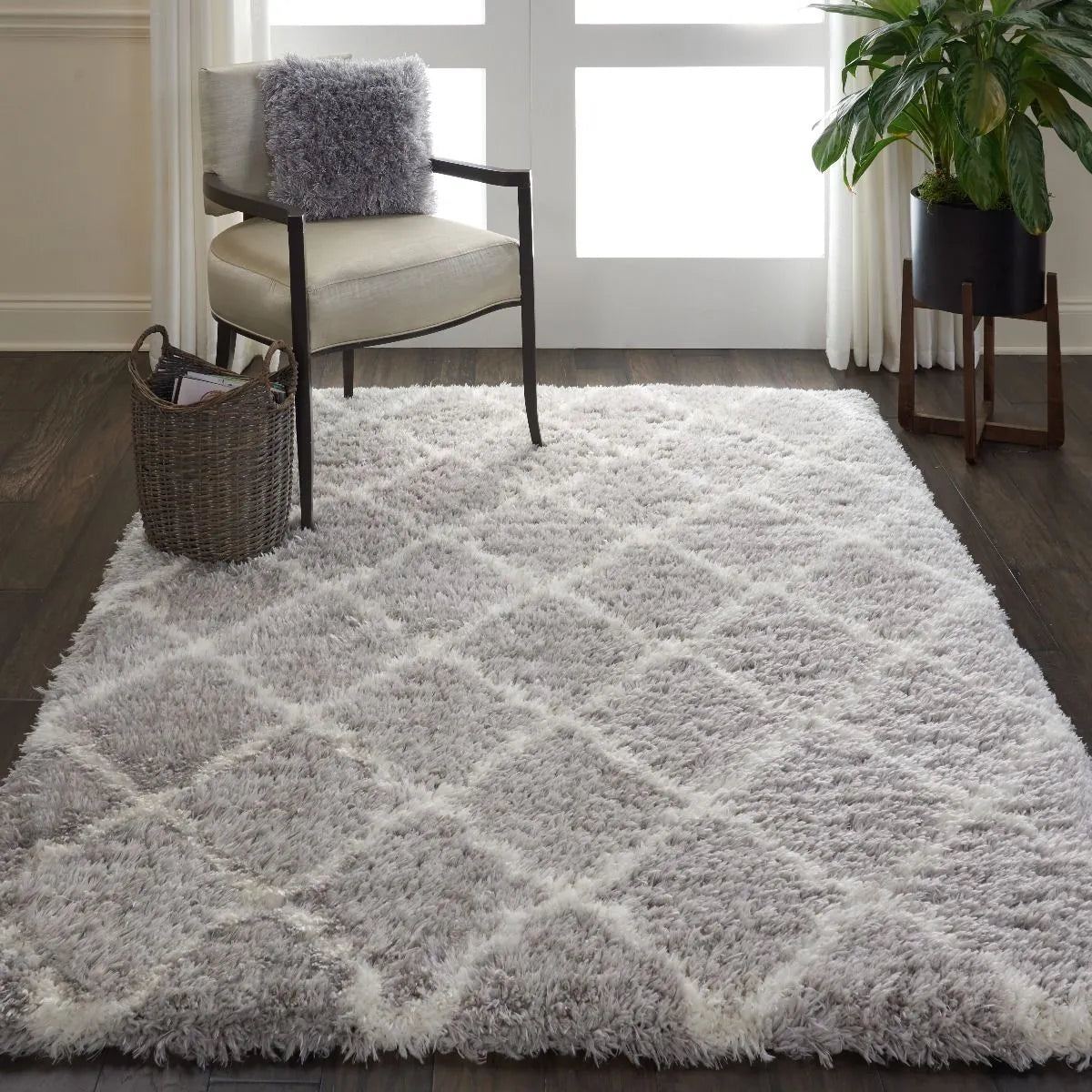 Luxe Shag LXS02 Grey/Ivory Rug - Baconco