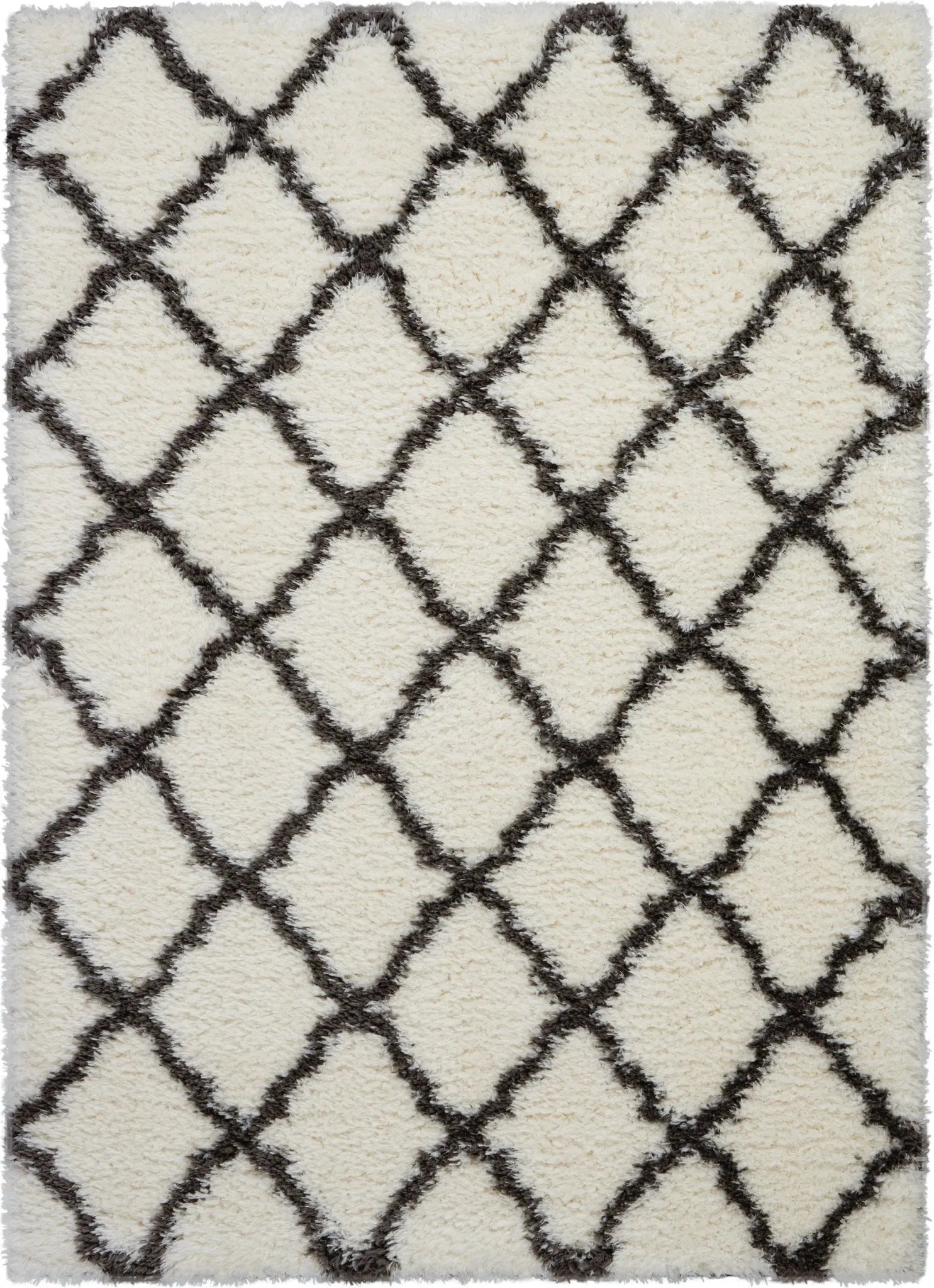 Luxe Shag LXS02 Ivory/Charcoal Rug - Baconco