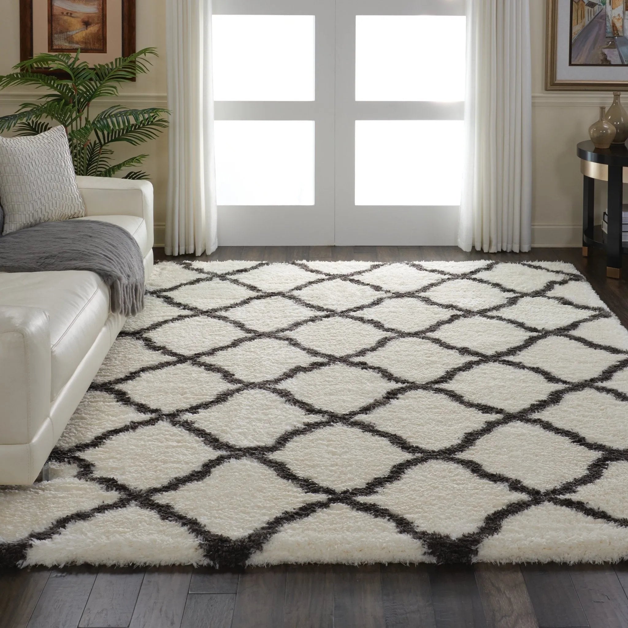 Luxe Shag LXS02 Ivory/Charcoal Rug - Baconco