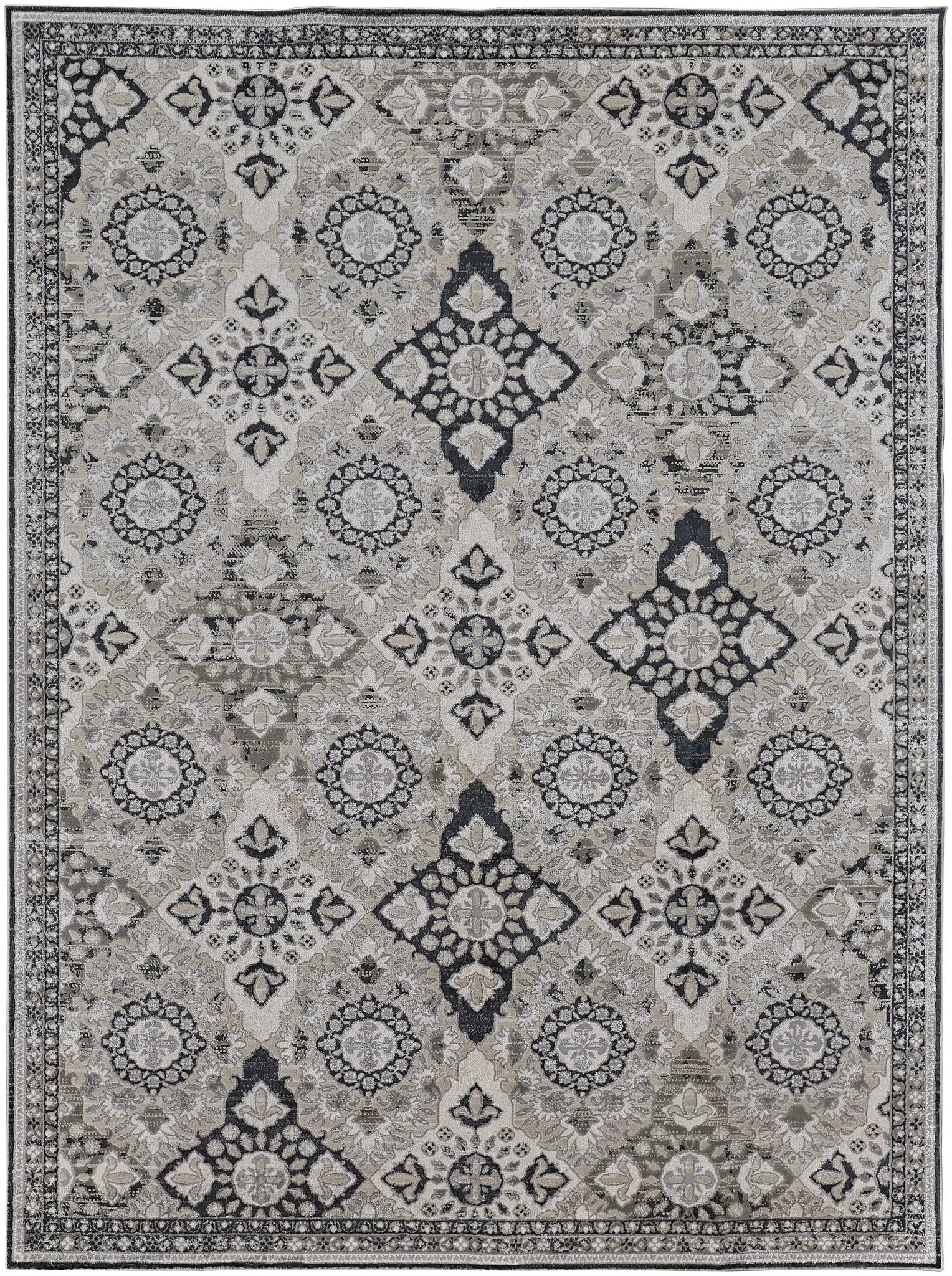 Macklaine MCK39FVF Grey/Black Rug - Baconco