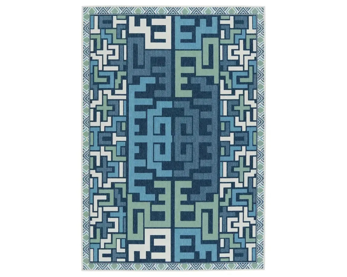 Mahaba MAH11 Blue/Green Rug - Baconco