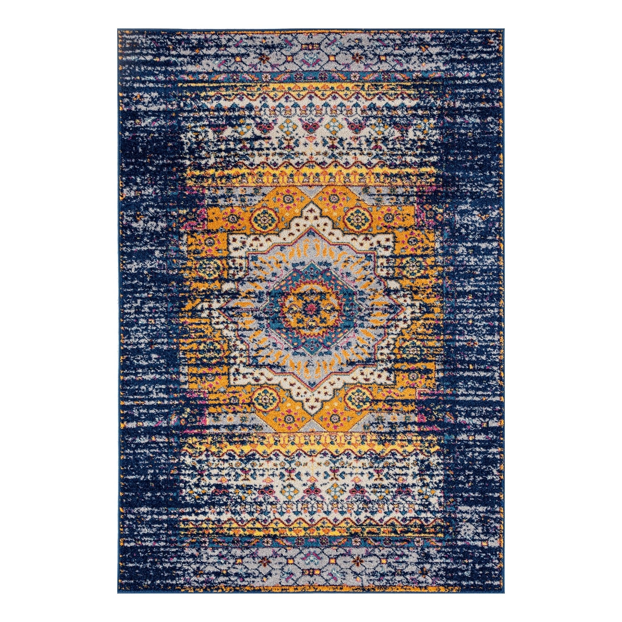 Manhattan MAN-34 Navy/Orange Rug - Baconco