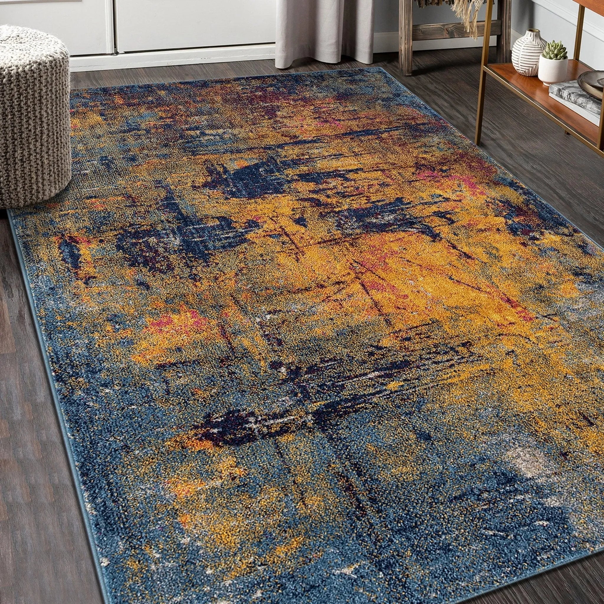 Manhattan MAN-41 Orange/Navy Rug - Baconco