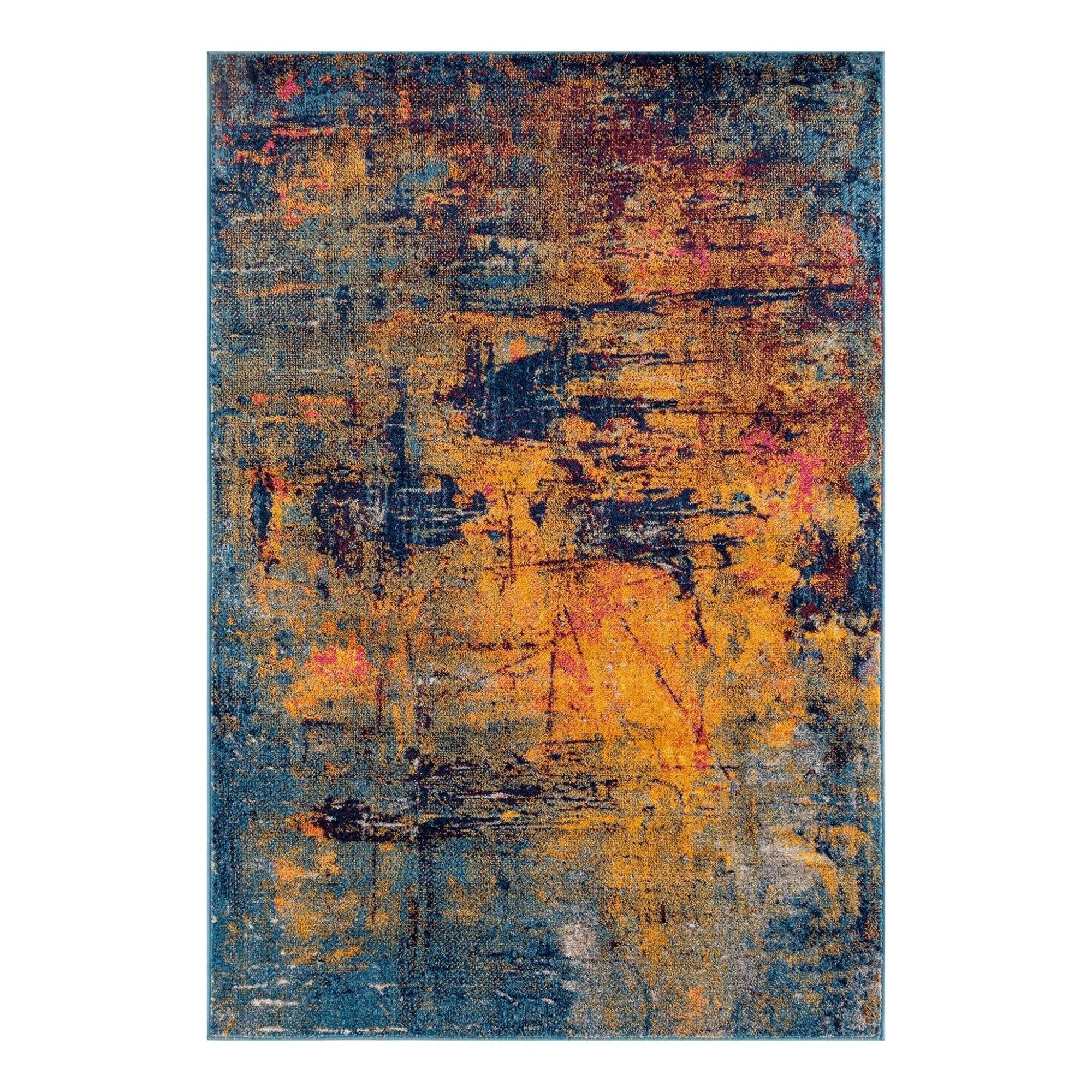 Manhattan MAN-41 Orange/Navy Rug - Baconco