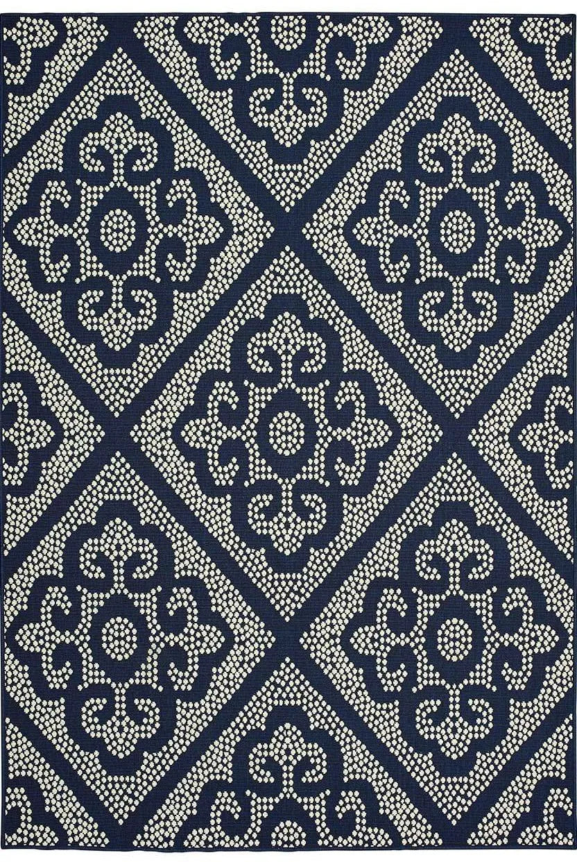 Marina 3804B Navy Ivory Rug - Baconco