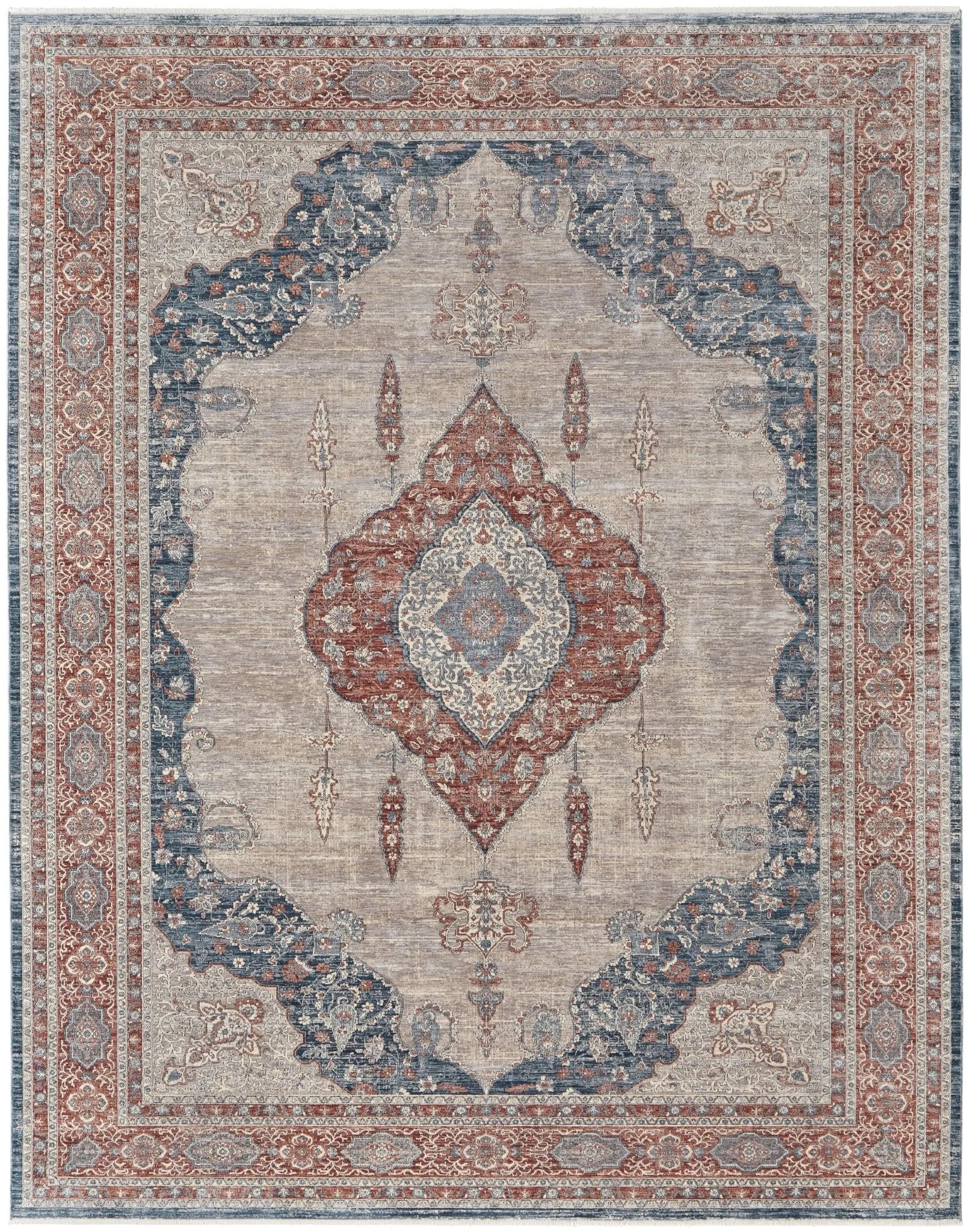 Marquette MRQ39GRF Grey/Red Rug - Baconco