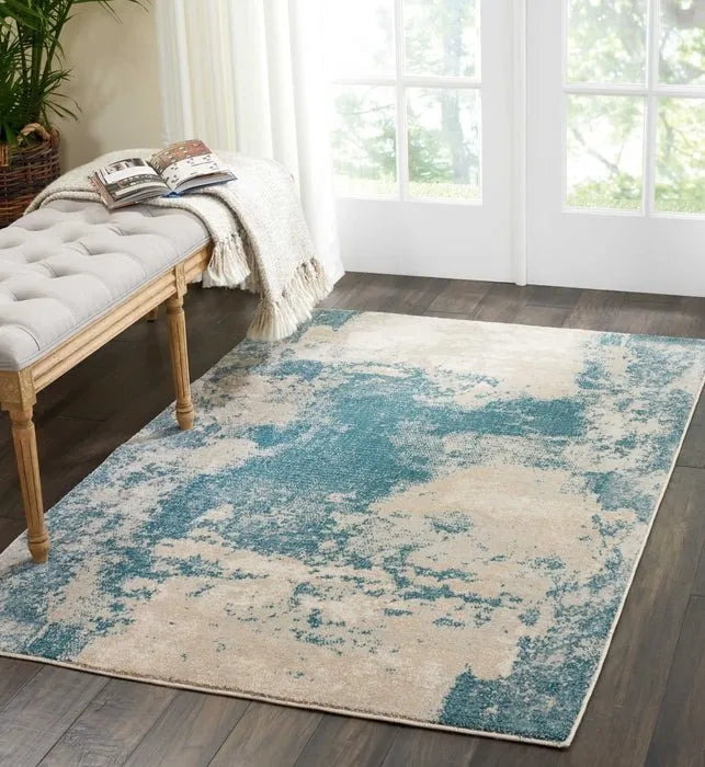 Maxell MAE13 Ivory/Teal Rug - Baconco