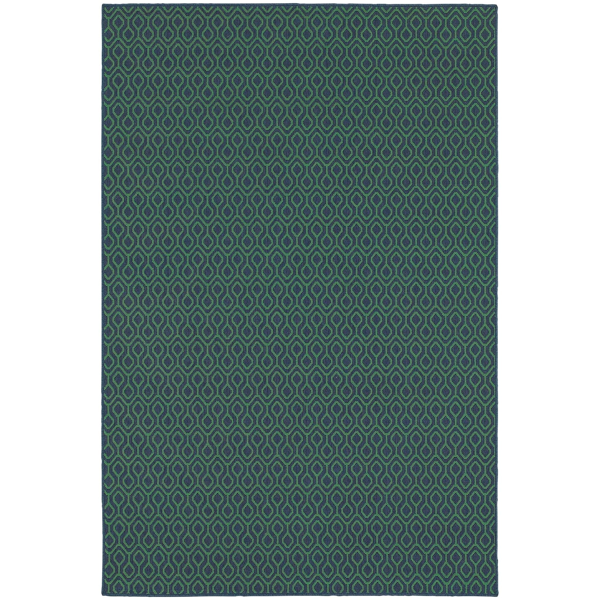 Meridian 1634q Navy/ Green Rug - Baconco