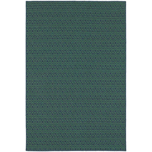 Meridian 1634q Navy/ Green Rug - Baconco