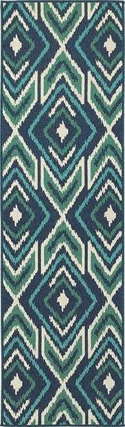 Meridian 2209b Navy/ Green Rug - Baconco