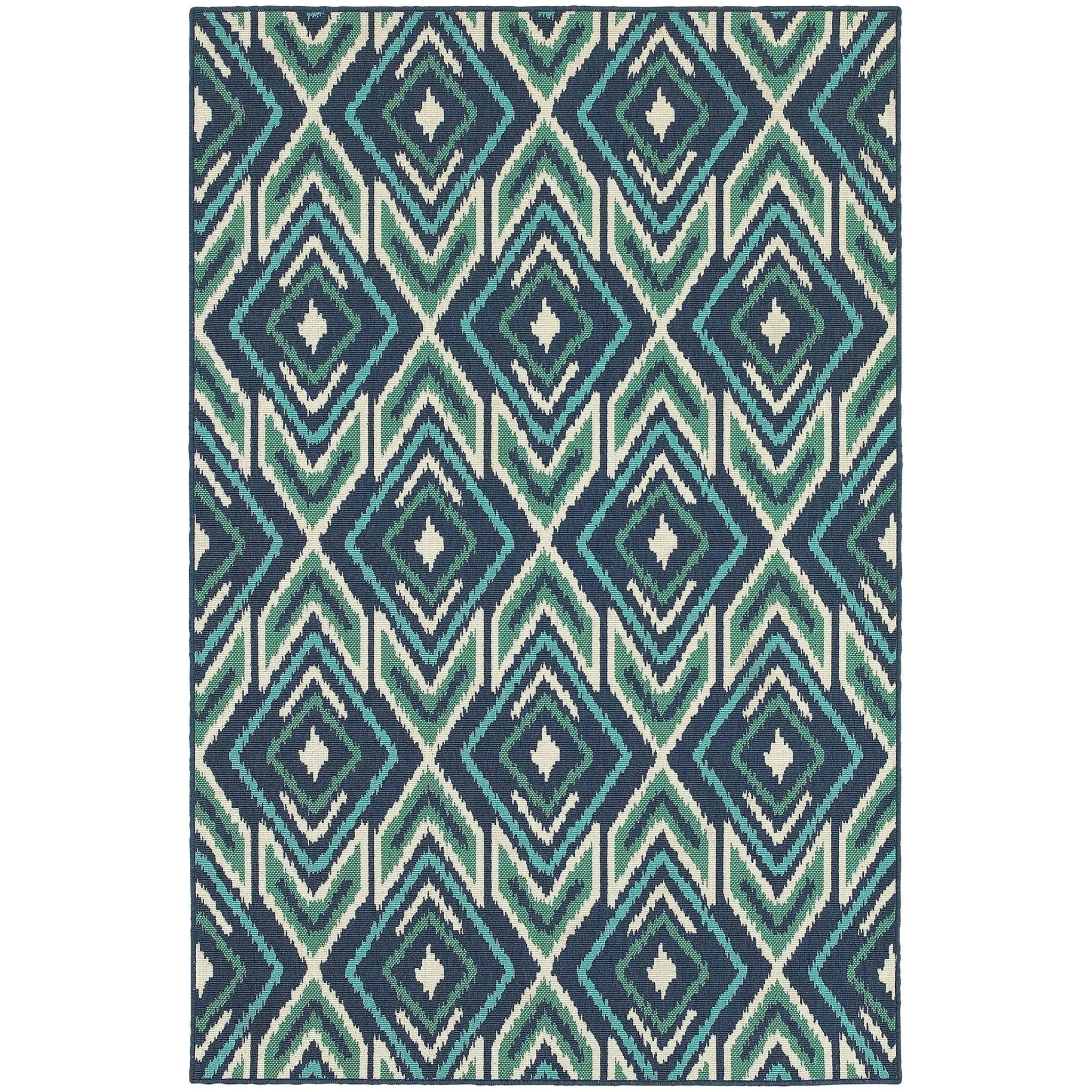 Meridian 2209b Navy/ Green Rug - Baconco