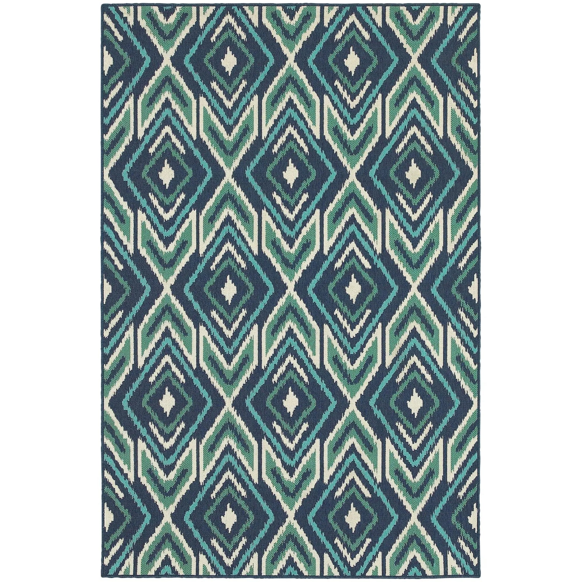 Meridian 2209b Navy/ Green Rug - Baconco