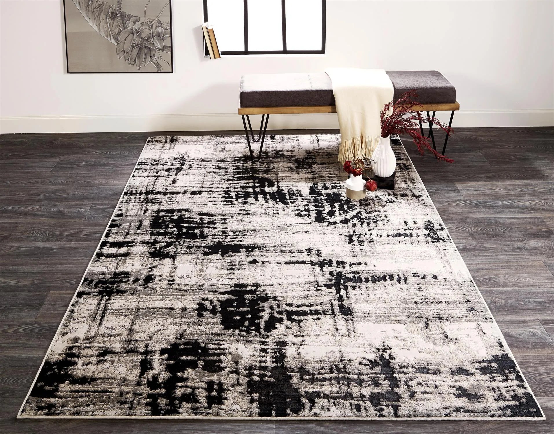 Micah 3339F Silver/Black Rug - Baconco